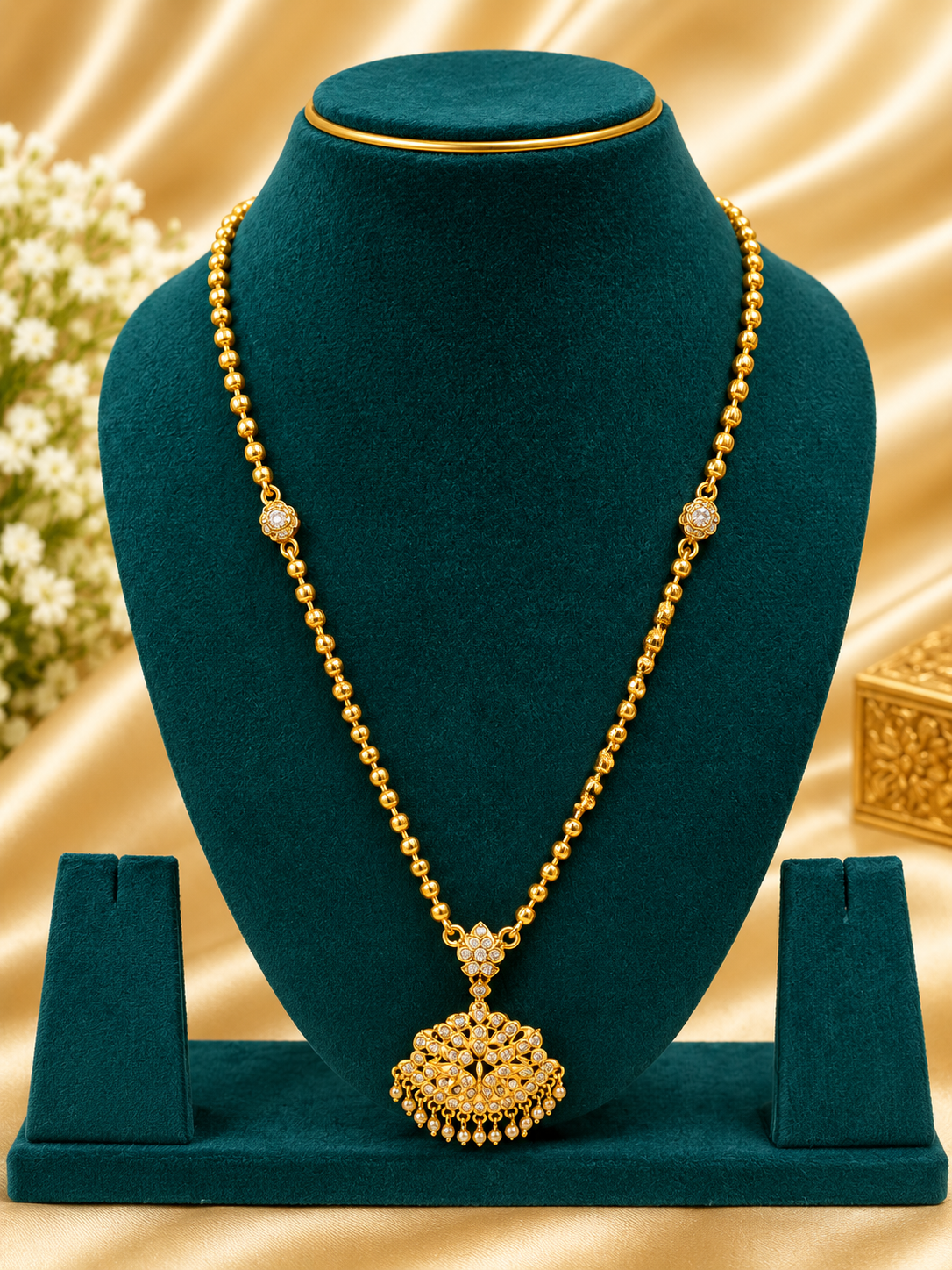 file_00000000255482119a858218d09b9b55 panchaloha beaded ball long chain haram - Image 1