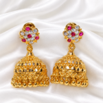 Panchaloha jumka ruby and white stone