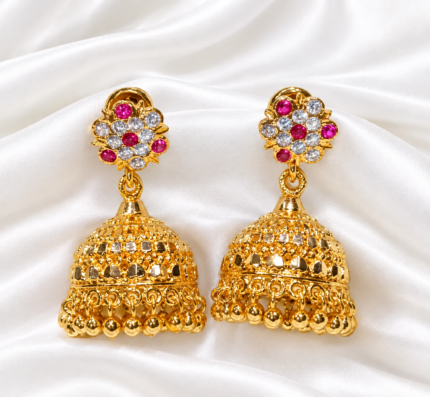 Panchaloha jumka ruby and white stone