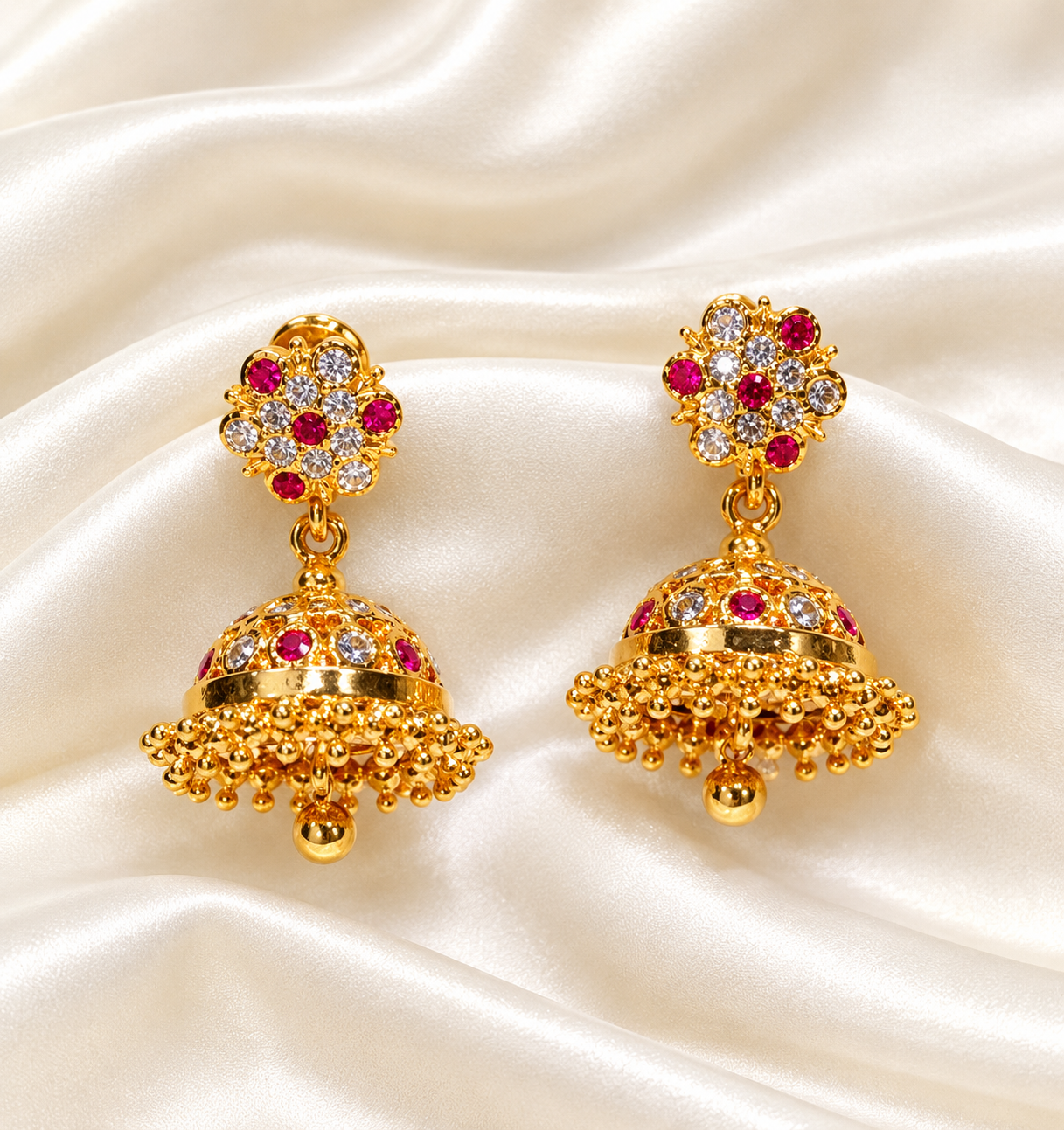 file_00000000ab4881f4ac1c4672664b47bf Panchaloha jhumkas multi-stone - Image 1