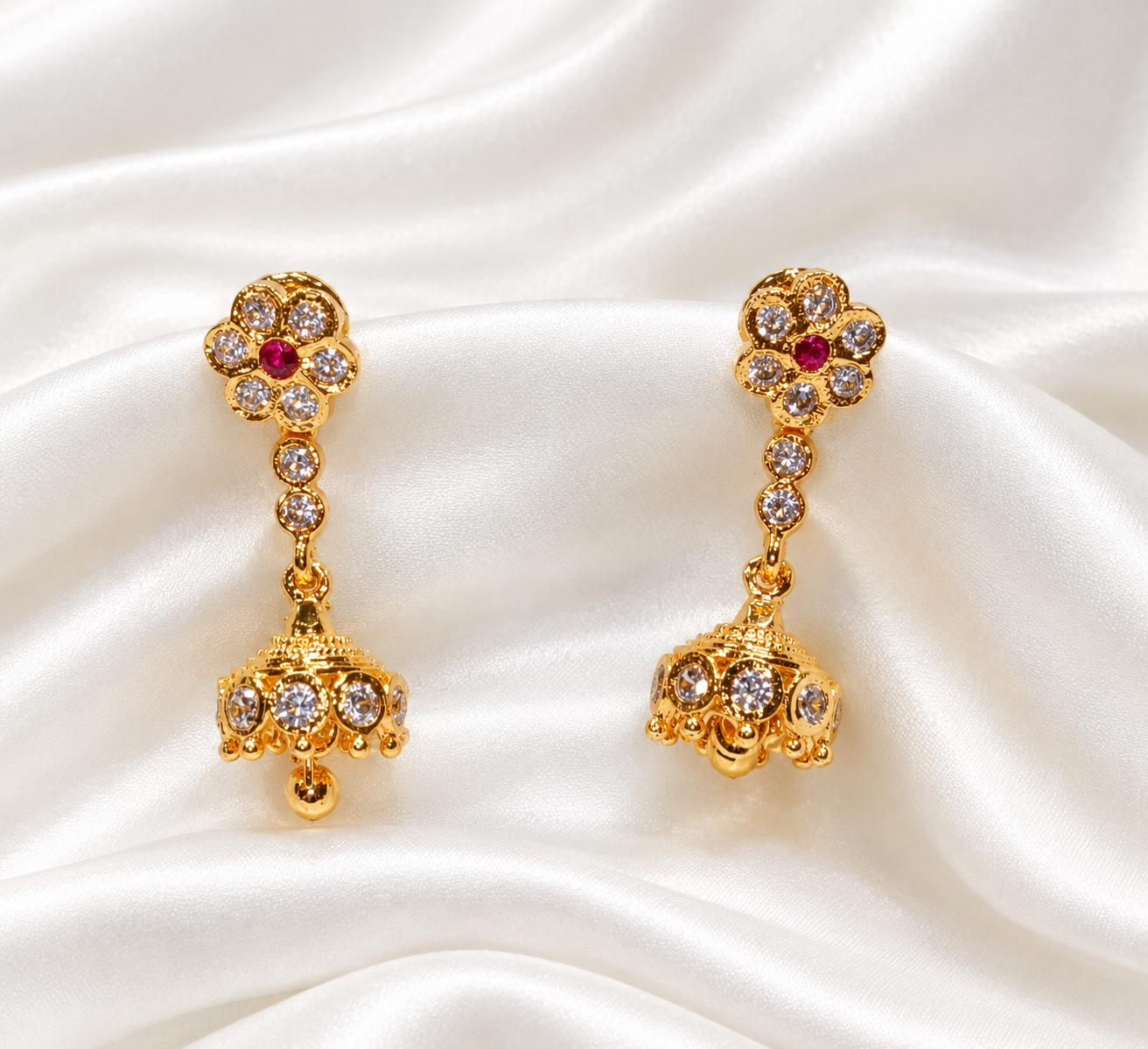 file_00000000d3008208834e10d9dba5d3d8 Panchaloha Floral Drop Jhumka Earrings - Image 1