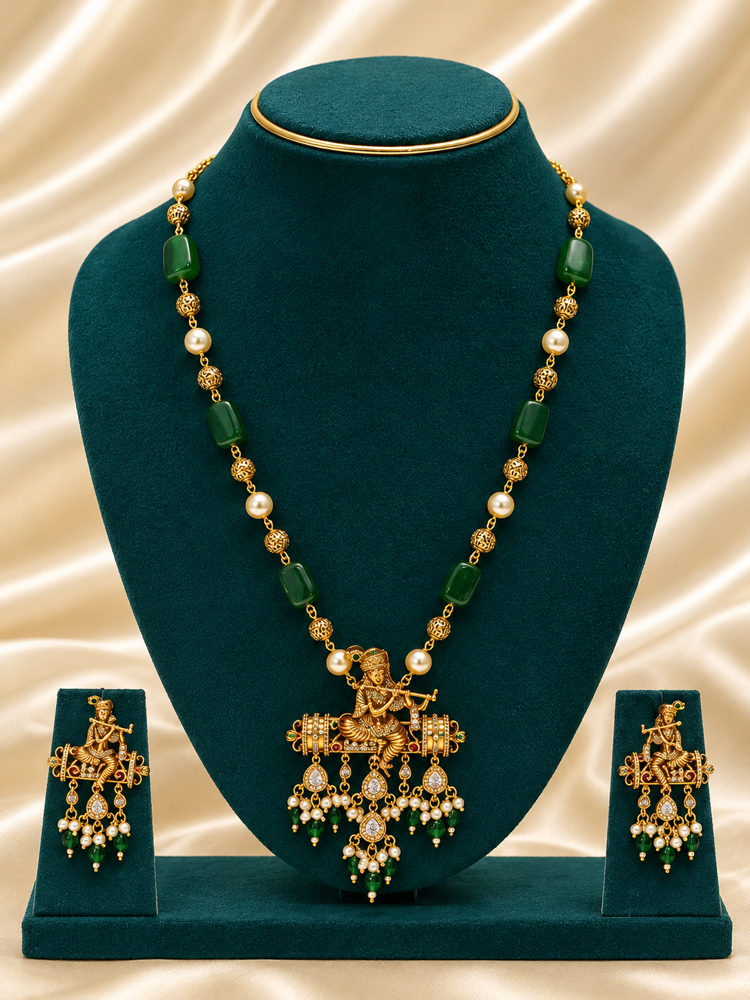file_00000000d42c8211b7ca6db416e952bf Hyderabad styled Medium length haram - Lord Krishna design - Image 1